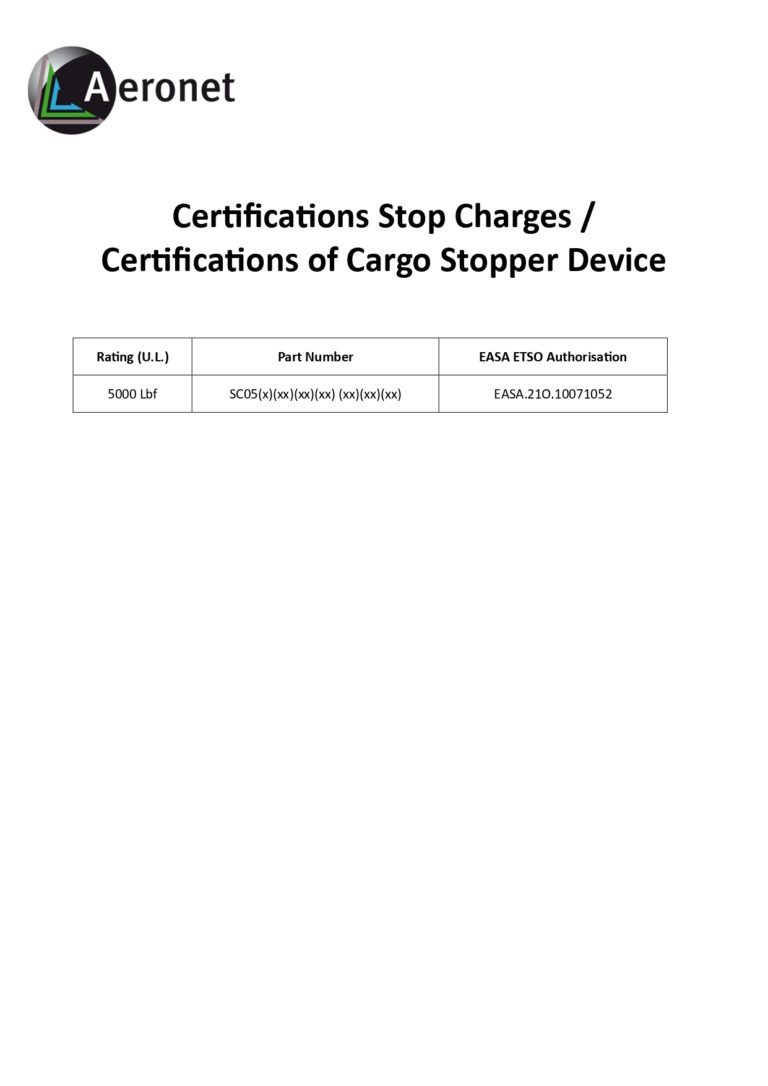Cargo stopper device certifications